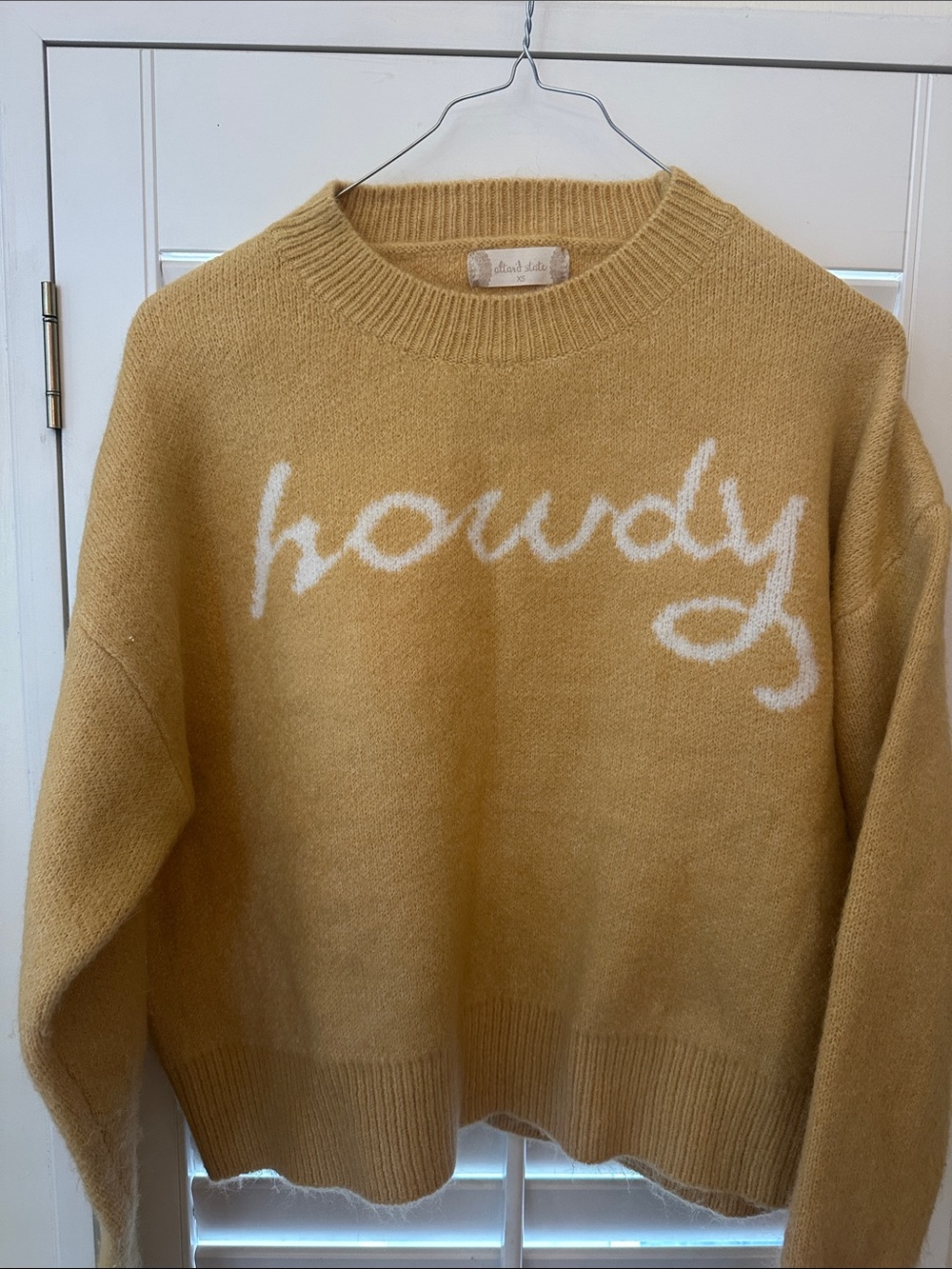 Howdy Appliqué Crewneck Sweater - Mustard Yellow - Altar’d State XS